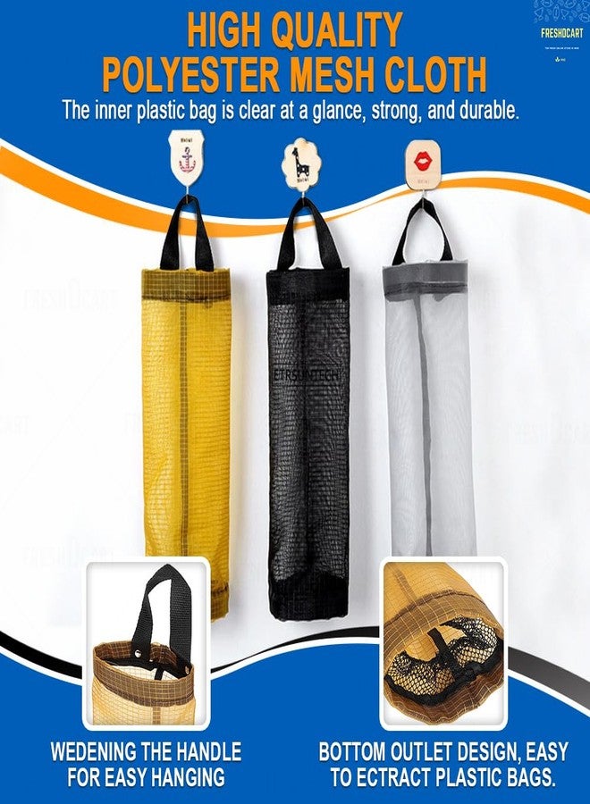 FreshDcart FDCA557 Plastic Bag Holder Foldable Breathable Hanging Trash Bags Organizer for grocery bags garbage bags for Home and Kitchen (Multicolor,Pack of 2) - Image 4